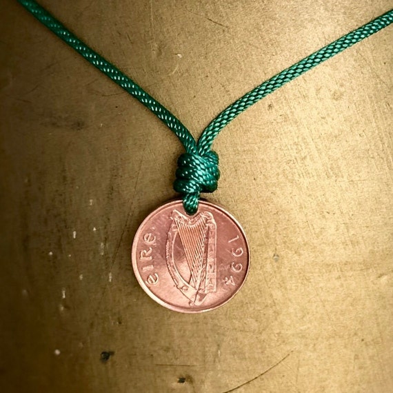 30th birthday gift, an Irish penny coin minted 1994 handmade into an adjustable necklace, perfect Ireland gift for 30th anniversary