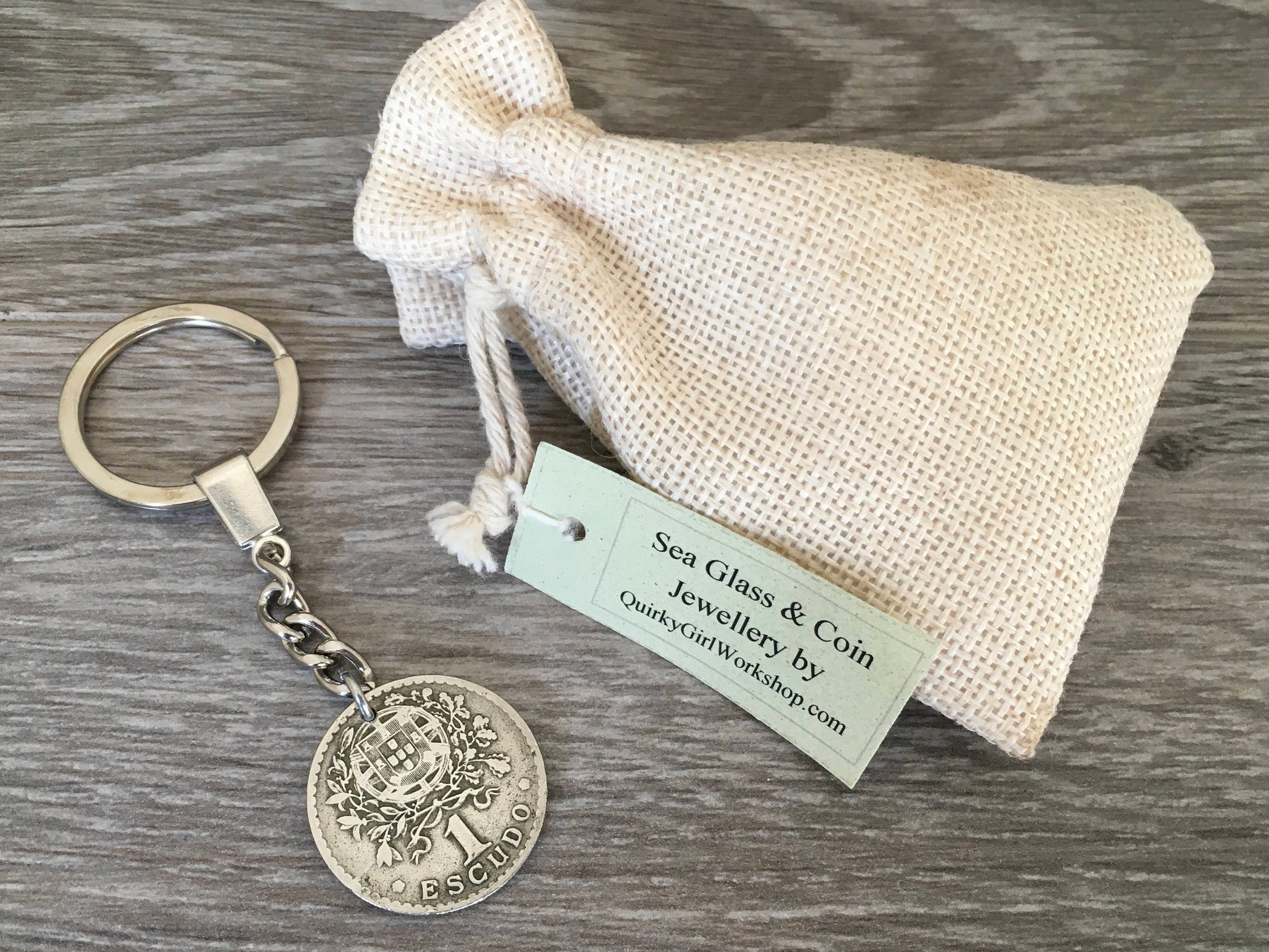 90th birthday gift, 1928 Portugal coin keyring, keychain, Portuguese