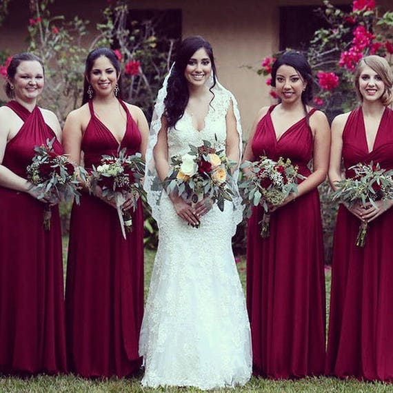dark red bridesmaid