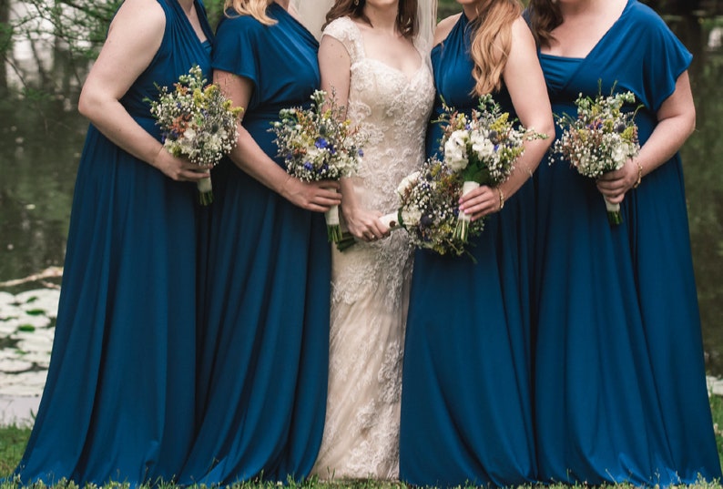 prussian blue bridesmaid dresses