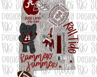 Alabama Football, Universität von Alabama, Alabama Design, Crimson Tide, Roll Tide * Sofortiger Download *