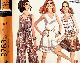 Vintage 1969 Long or Mini Pantdress Pattern McCall's 9783 Size 14
