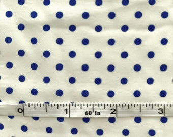 Vintage 40s Navy Dot Rayon Fabric: Creamy White, 38" x 2.5 Yards + 22" Piece
