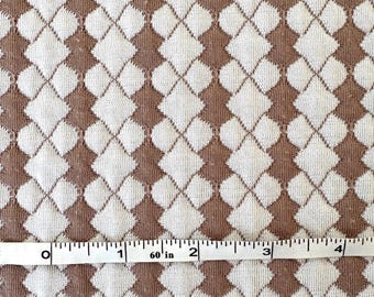 Vintage 70s Taupe Diamond Stripe Texture Double Knit Fabric by the Piece 2 Yds