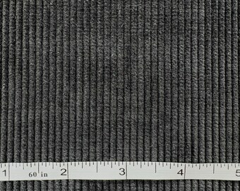 Vintage 70s Black Wide Wale Cotton Corduroy 45" Wide Fabric Remnant - 23"