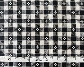 Vintage 40s Black Printed 1/4" Gingham 36" Cotton Fabric by the Piece 1 Yd + 4"
