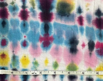 Vintage 70s Multi-Color Hand Dyed Cotton Gauze Fabric by the Piece 2 Yds +8"