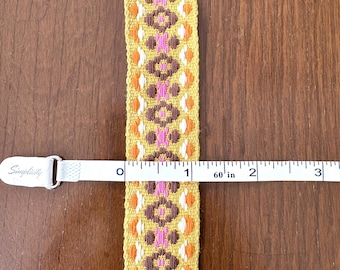 Vintage 70s Gold Patterned Woven Cotton Trim by the Piece 2 Yards