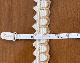 Vintage 1920s-30s  5/8" Flat Embroidered Scalloped Trim by the Piece - 8 3/4 Yards