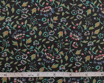 Vintage 60s Blue, Purple and Pink Floral Medium Weight Decorator 43" Cotton Fabric by the Yard