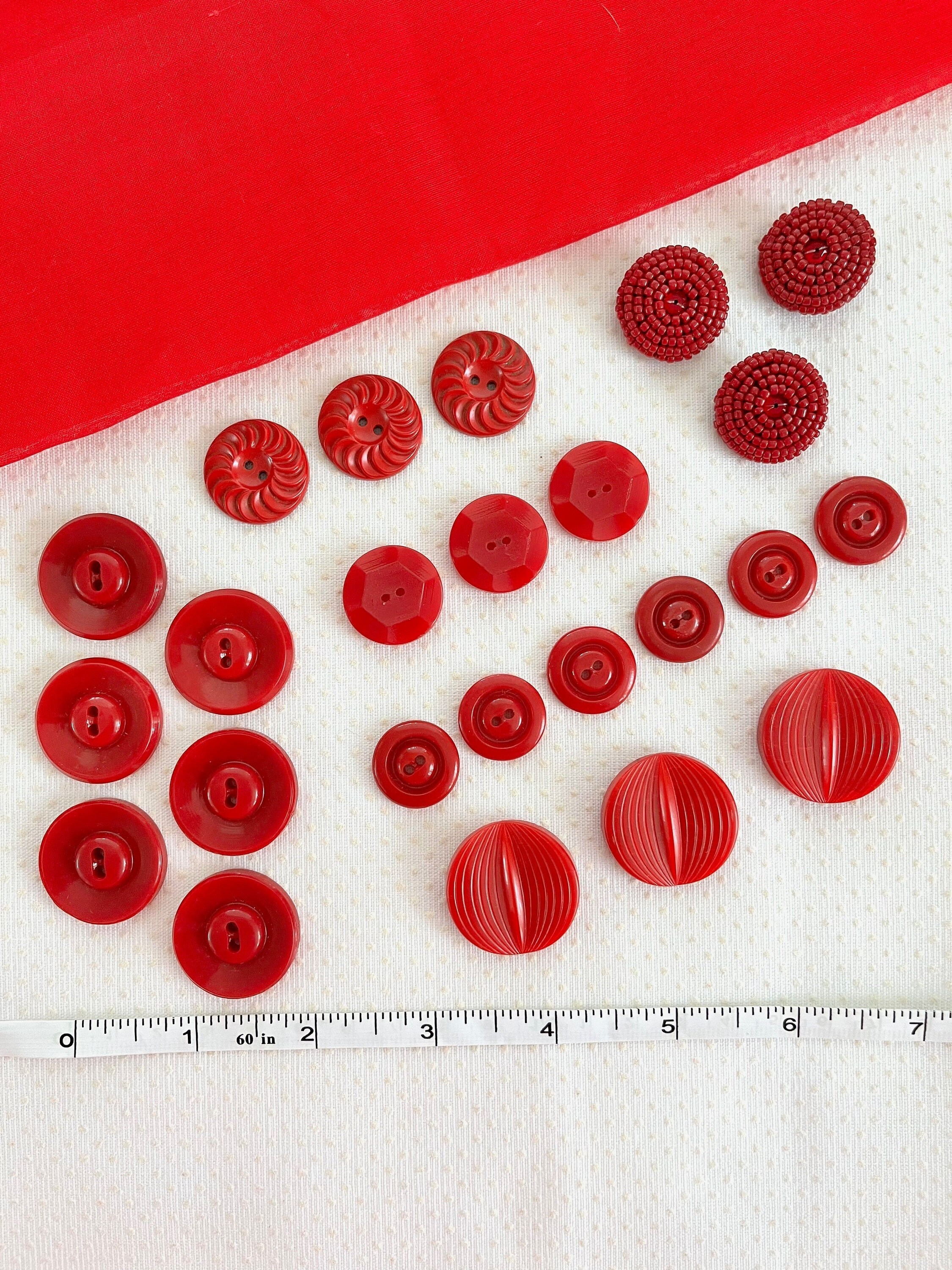 5 Vintage plastic buttons lot hot pink self shank fake sew