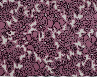 Vintage 40s Pink and Black Floral 35" Wide Dressmaker Rayon Fabric by the Piece - 3 Yds +4"