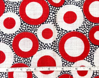 Vintage 60s-70s Red, White and Blue Circle Dots Designer 45" Wide Fabric by the Piece 2 3/4 Yards