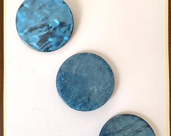 Extra Large 1 3/4" Blue Swirly Pearlescent Buttons - Set of 3