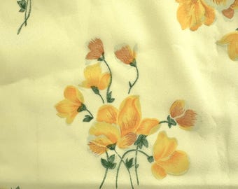 Vintage 70s Romantic Floral Polyester 45" Wide Fabric by the Piece - 1 1/2 Yds