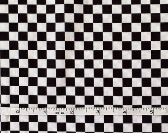 Vintage 60s 3/8" Black and White Checkerboard 42" Wide Cotton Fabric by the Piece - 2 Yds Half Price