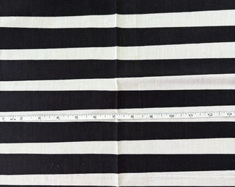 Vintage 60s Black and White Uneven Striped 37" Wide Cotton Fabric by the Piece - 1 1/2 Yds Plus