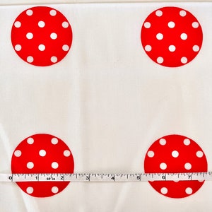 Vintage 60s Red Polka Dotted Polka Dot 37&quot; Cotton Fabric by the Yard