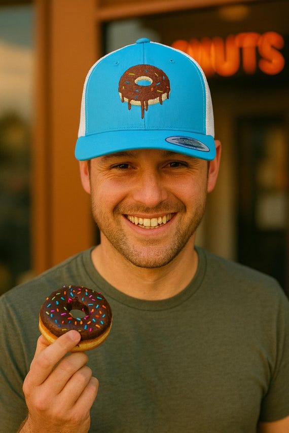 Embroidered Chocolate Donut Hat: Sprinkled Glazed Doughnut Cap - Etsy