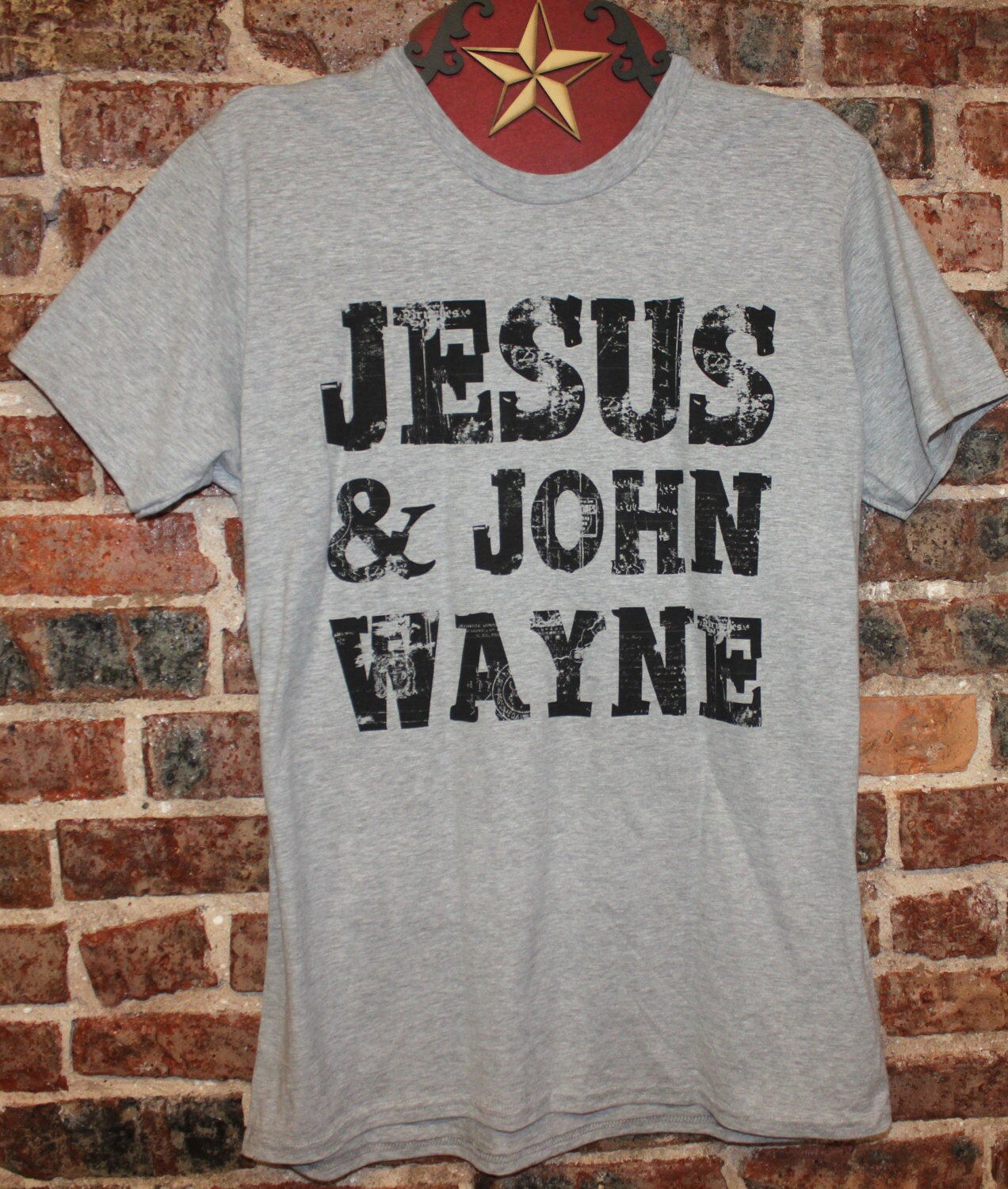 JESUS & JOHN WAYNE Heather Grey Gray Distressed T Shirt Tshirt | Etsy