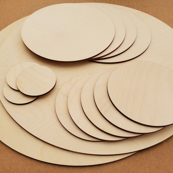 Circle Craft Shapes, (3mm) 1/8 thick, Baltic Birch, Used for Various Crafts, Laser Etching, Wood Burning, Painting. FREE SHIPPING eligible.