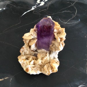 Brandberg Amethyst Crystal Specimen with Unique Tawny Dolomite Matrix - Gogoboseb Mountains - Brandberg Region Namibia - 63 Grams