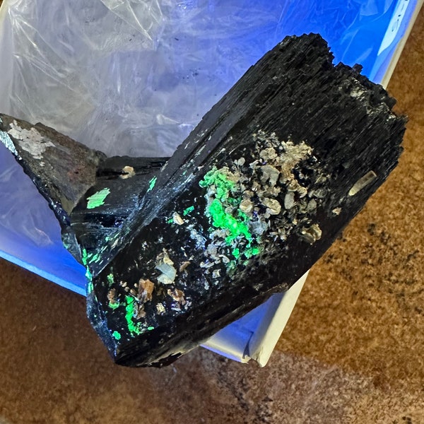 Schrol -  Black Tourmaline - Hyalite Opal - Erongo Region, Namibia