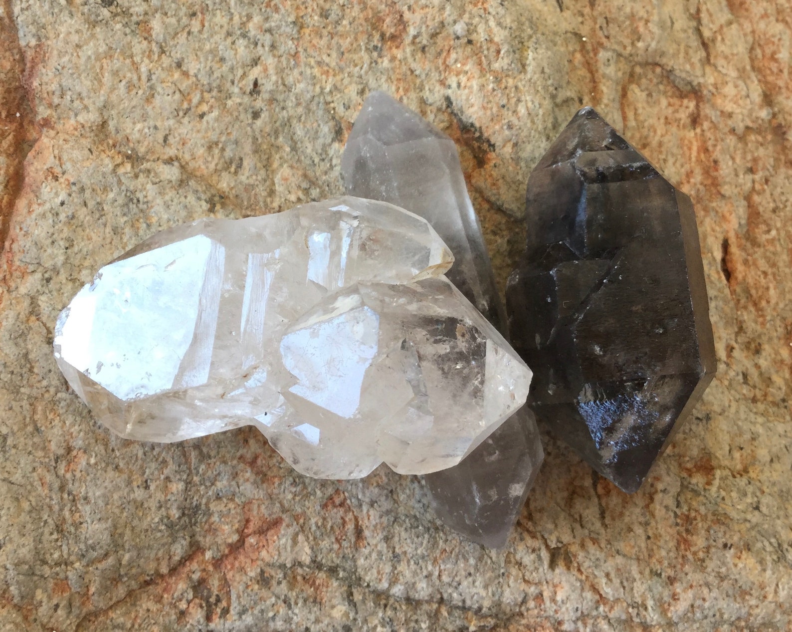Tibetan Black Spot Quartz 3 Crystal Set from the Himalayas