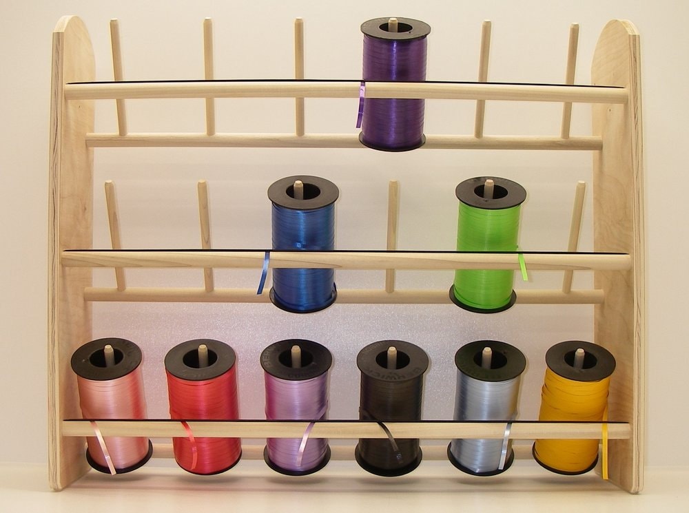 GSS Curling Ribbon Organizer Maxi Desk/Wall Unit. Holds 18 Large Spools! EZ Spool with No untidy ends! Includes our accessory hanger!