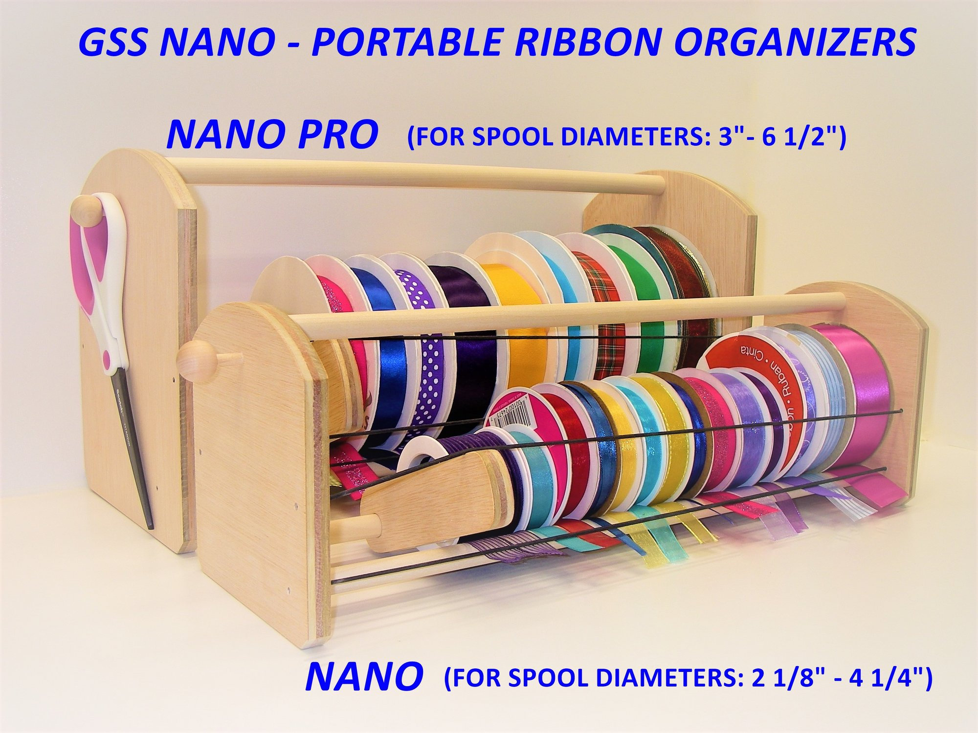 GSS Nano Portable Ribbon Organizer. EZ load Individual Ribbon Spools! Super Compact! 3 Sizes Available and Wall Mount!