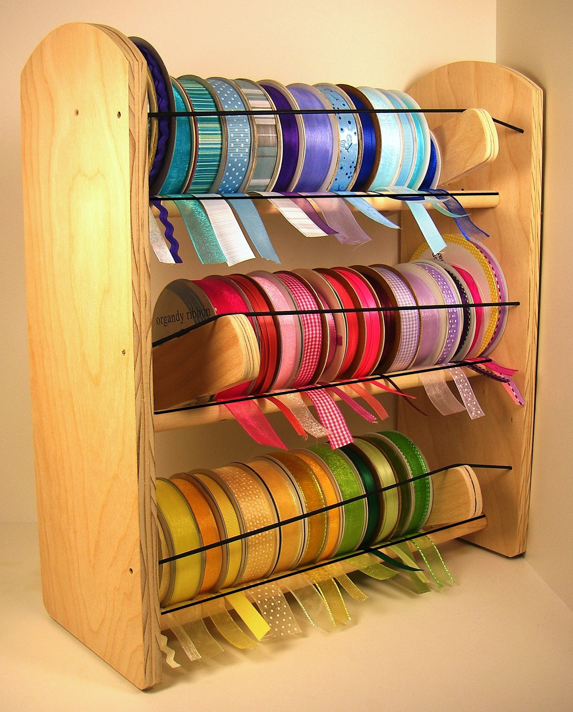 Wall Mount Ribbon Organizer, Craft Ribbon Storage Display Stand/Shelf for  Wrapping Paper Wire Spool, Hanging Ribbon Dispenser for Sewing Room, 10  Tier
