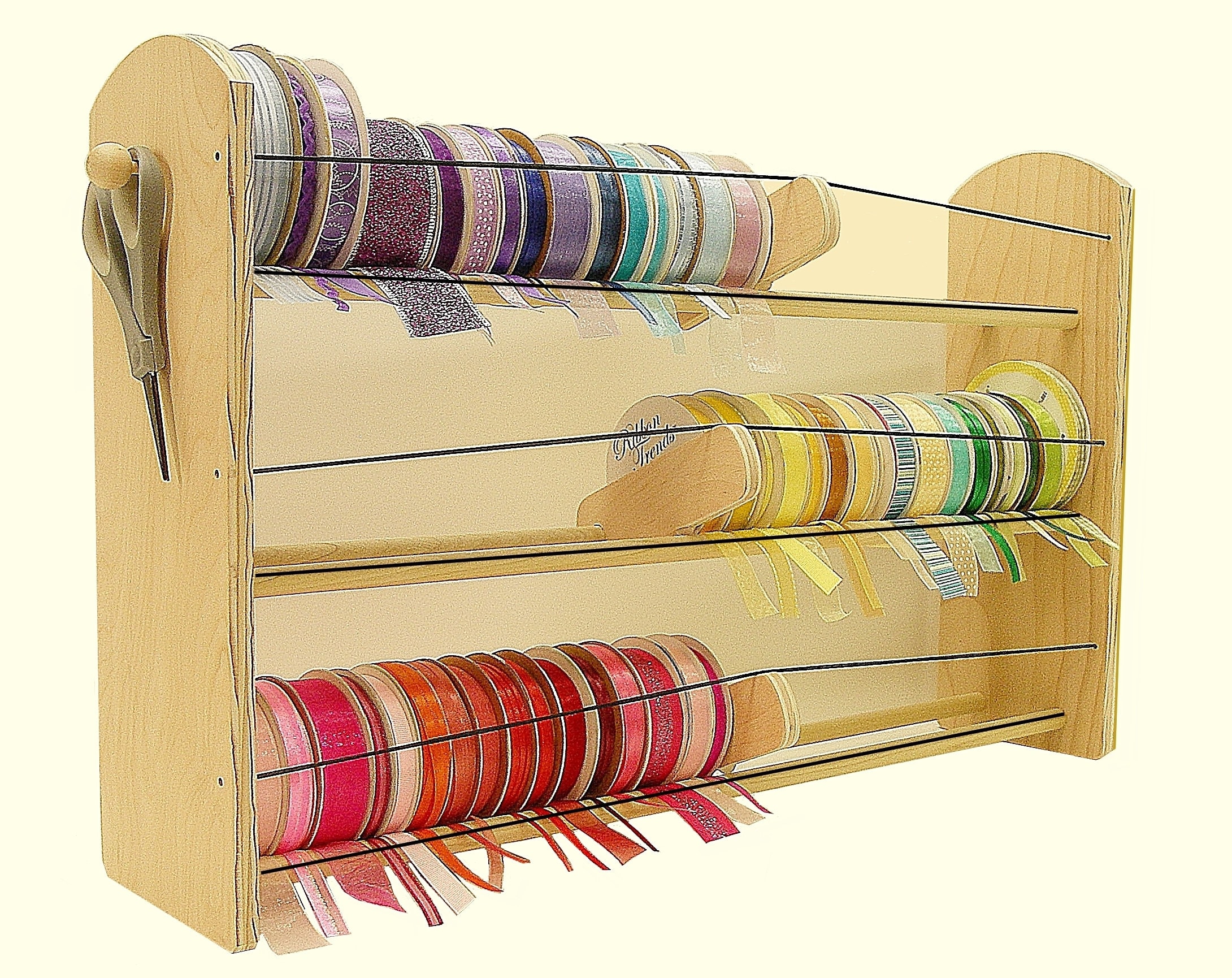 Wall Mounted Ribbons Roll Storage Rack Ribbon Organizer Wire Spool Rack 4  Rods