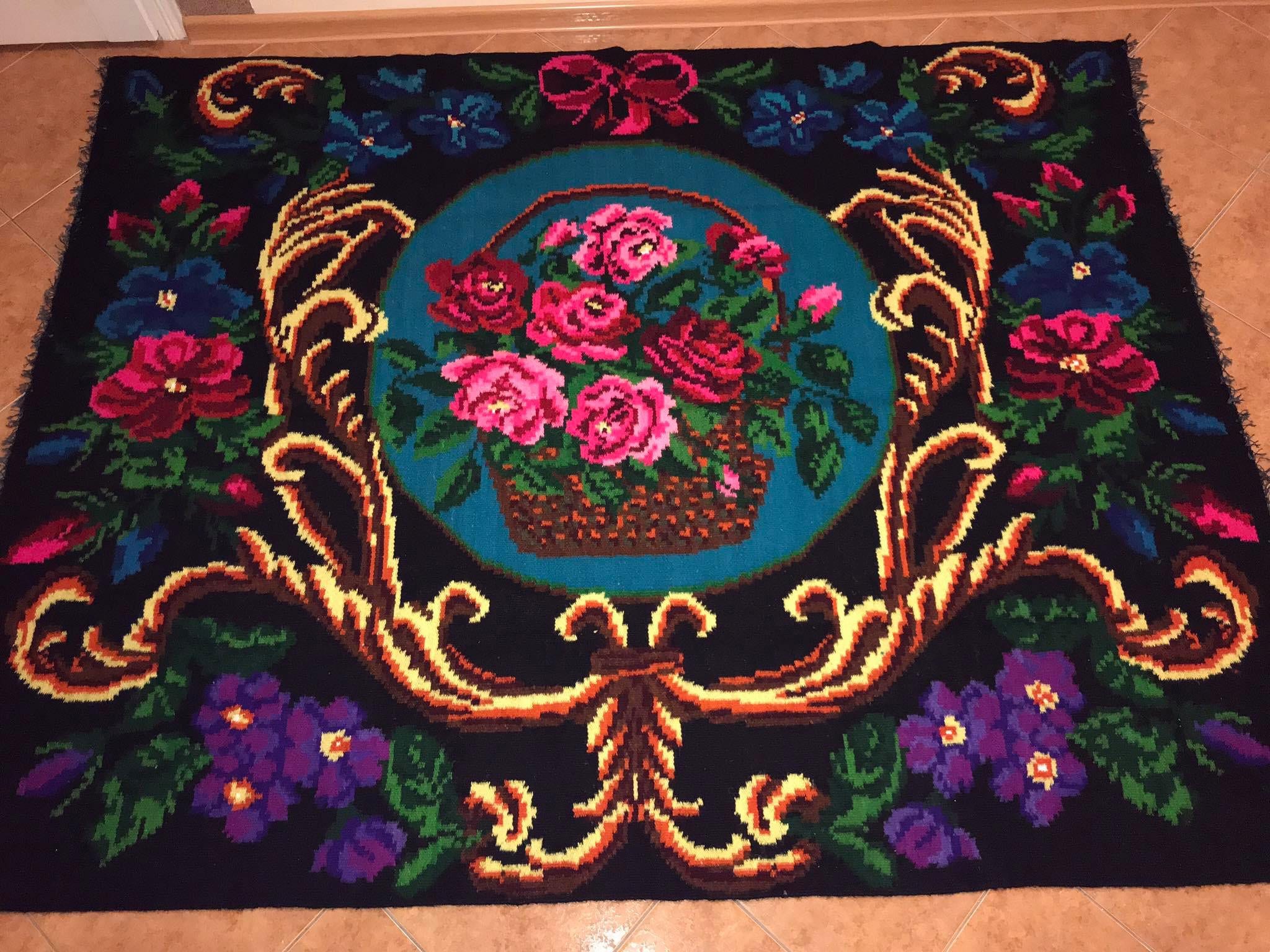 Bessarabian kilim handmade. Ukrainian traditional floral kilim. Hand woven rug with flowers. Kilim with roses. Colorful kilim Sheep wool rug