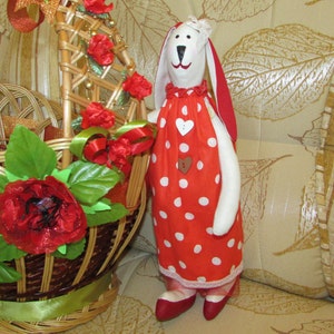 Handmade bunny doll, Baby gift, Easter bunny toy, Linen doll, Rabbit baby plush toy. Doll house accessories.