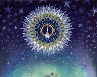 Limited Edition Giclee Print – Original Acrylic Painting, Cosmic Tree, Unicorns, Stars (250mm x 500mm)