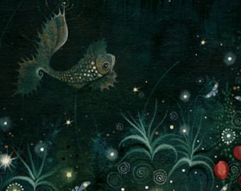 Carp of Good Hope Giclée Print, Dragon Art, Healing Garden