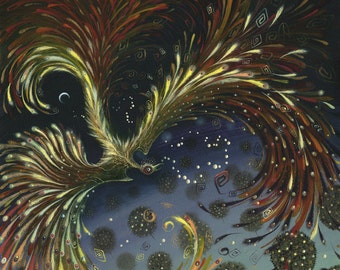 Firebird Giclee Print, Russian Myth Phoenix Art, Wilder Firebird