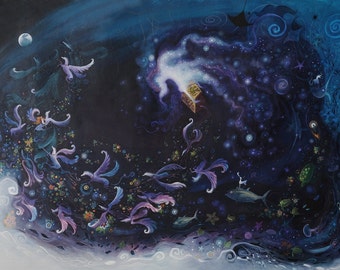 Pandora's Box Giclee Print, Pegusai, Mother and Daughter Art, Limited Edition