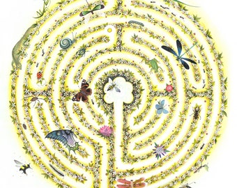 Apple Blossom Labyrinth Art Print – Flower Series, Poem Included (Limited Edition Giclee)