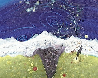 Judgement Tarot Card Print, Ghosts Transformed to Light, Giclee Art