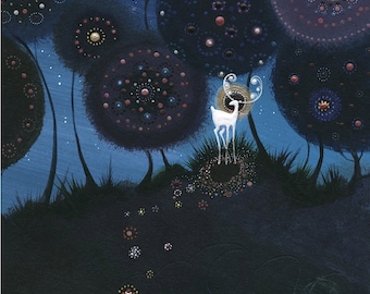 Stag Giclee Print, Magical Creature Art, Mounted Illustration