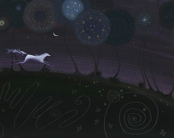Running Horse Giclee Print, Citrus Grove Moon Art