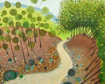 Spotted Goat Giclée Print, Whimsical Landscape Art