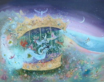 Carousel Giclee Print, Limited Edition Whimsical Art