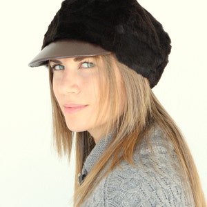 Brown Fur Hat made with real Rabbit Fur. Totally handmade winter hat, really warm and stylish, a great gift for her