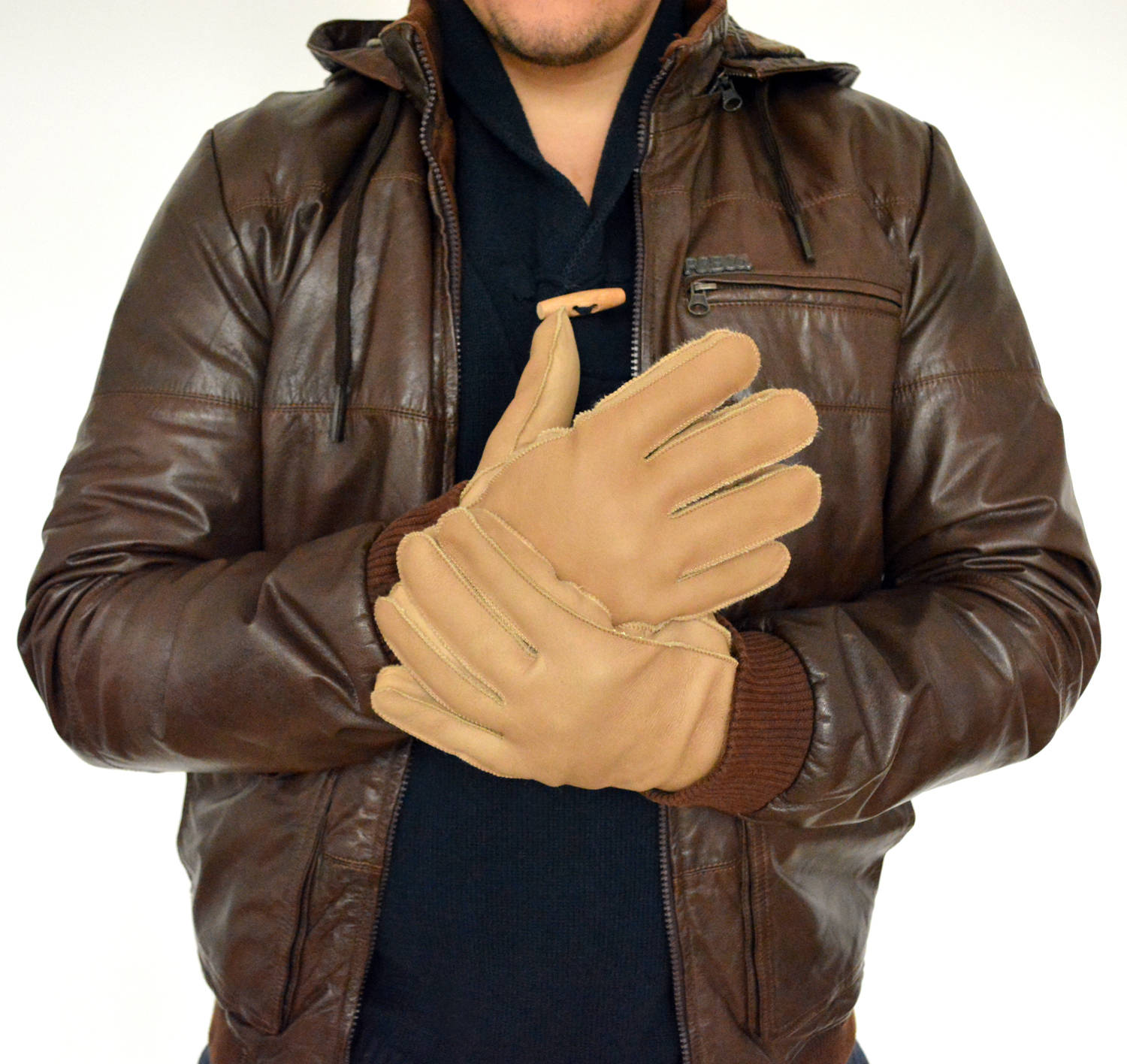 Men Leather Gloves Made With Beige Sheepskin Leather. Totally Etsy