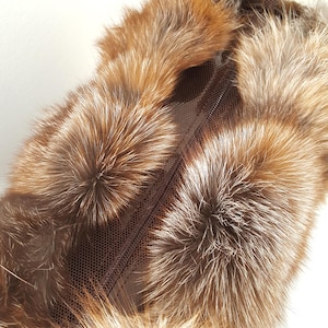 Shoulder Bag for women made with real brown fox fur and leather shoulder belts. Totally handmade womens handbag, a great gift for her image 6
