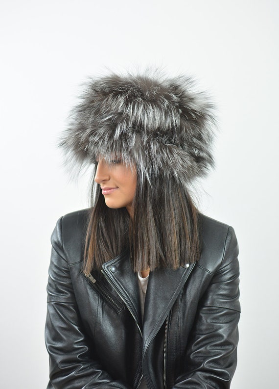 Women\'s Gray Real Siberian Fox Fur Hat Ladies Silver Fox Full Fur Russian Hat: FurHatWorld.com main image 4