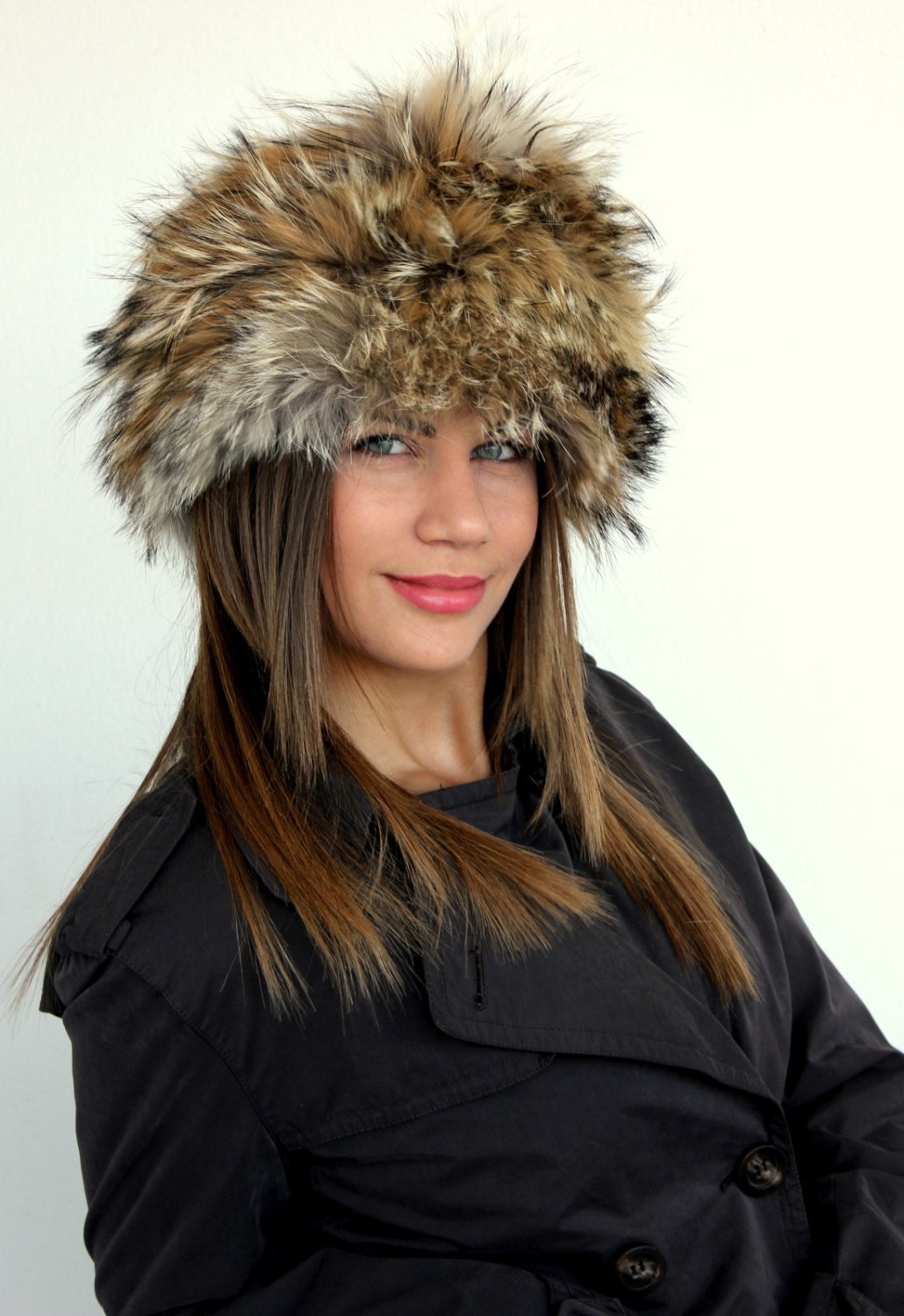 Damen Russische Mütze Kosakenmütze Winterhut Kunstpelz Mongolische  Pelzmütze