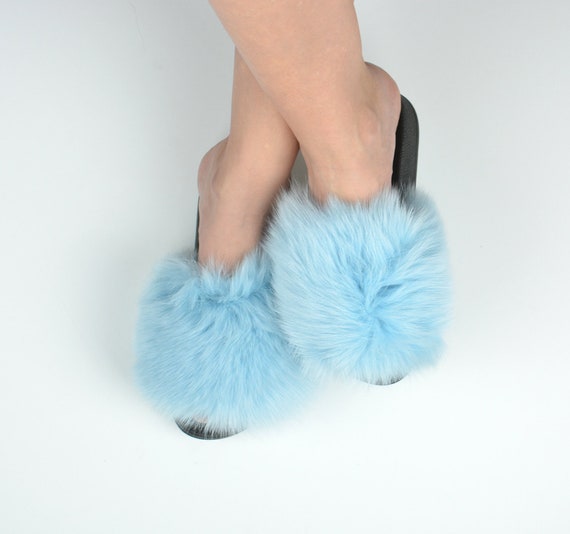 light blue fur slides